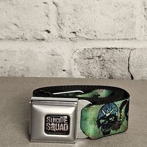 Suicide Squad Graphic Web Belt Skull Streetwear Green Black